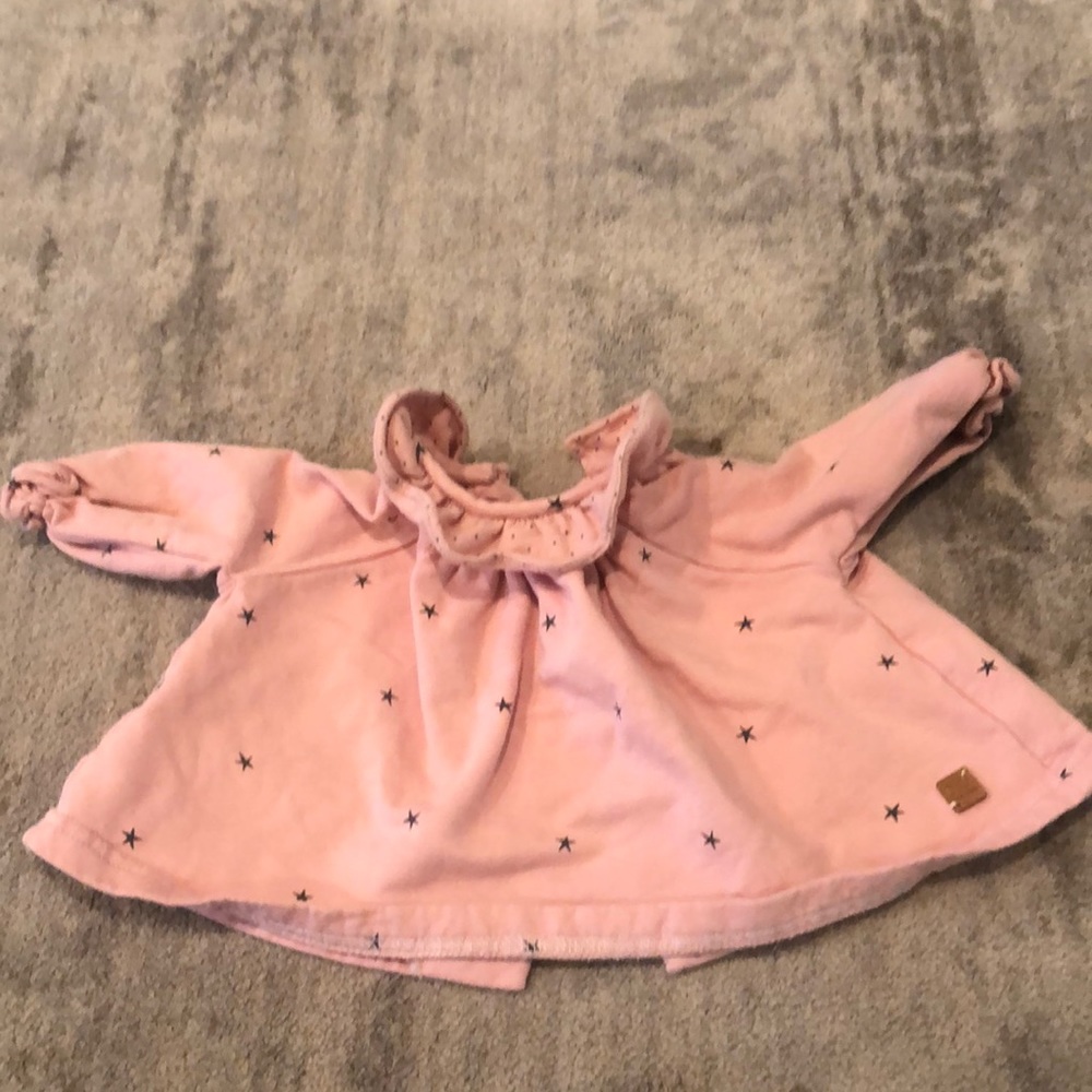 Jose varon (3m) super soft pink tunic with ruffles, dots and stars